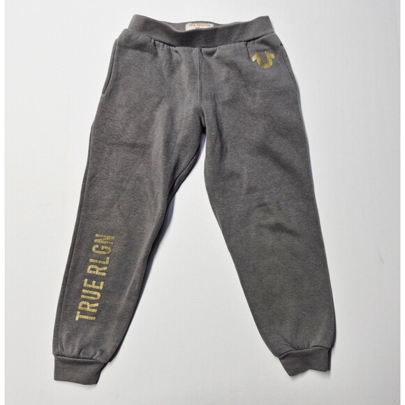 True Religion Other - True Religion Kids Jogger Sweatpants Grey Gold Logo Size Small EUC Tapered